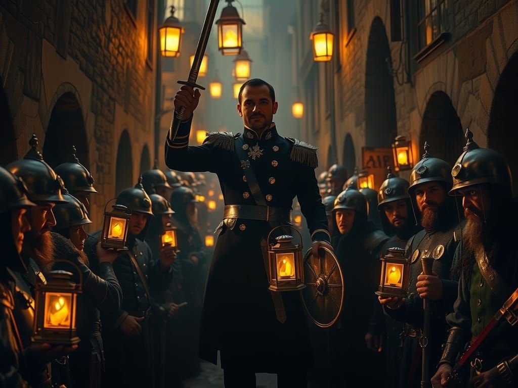 Dramatic Captain Leads Brave Soldiers in 17th-Century Urban ...