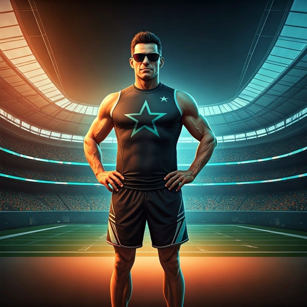 Man in Stadium: Hyperdetailed Digital Concept Art