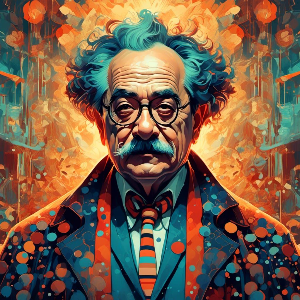 Murray Bookchin Portrait in Vibrant Digital Art Style