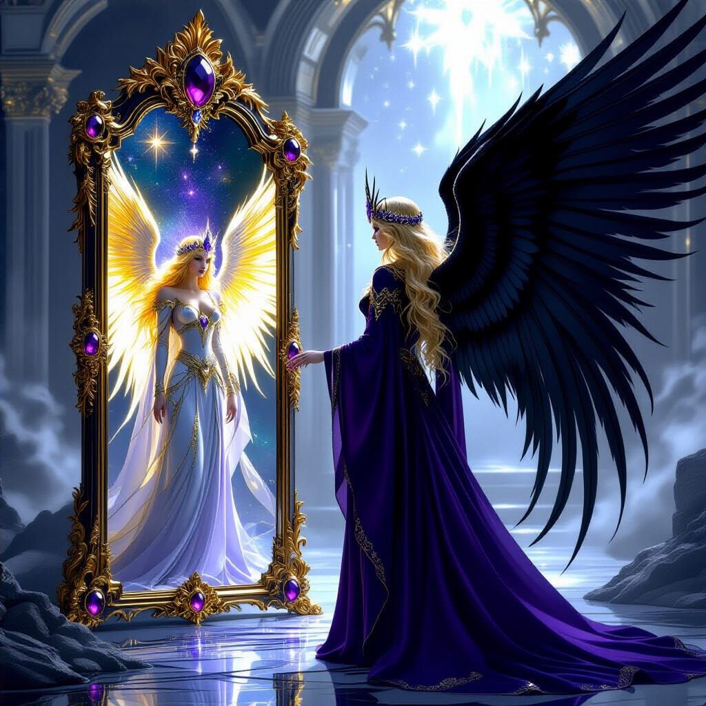 Angels of Light and Darkness in Cosmic Mirror