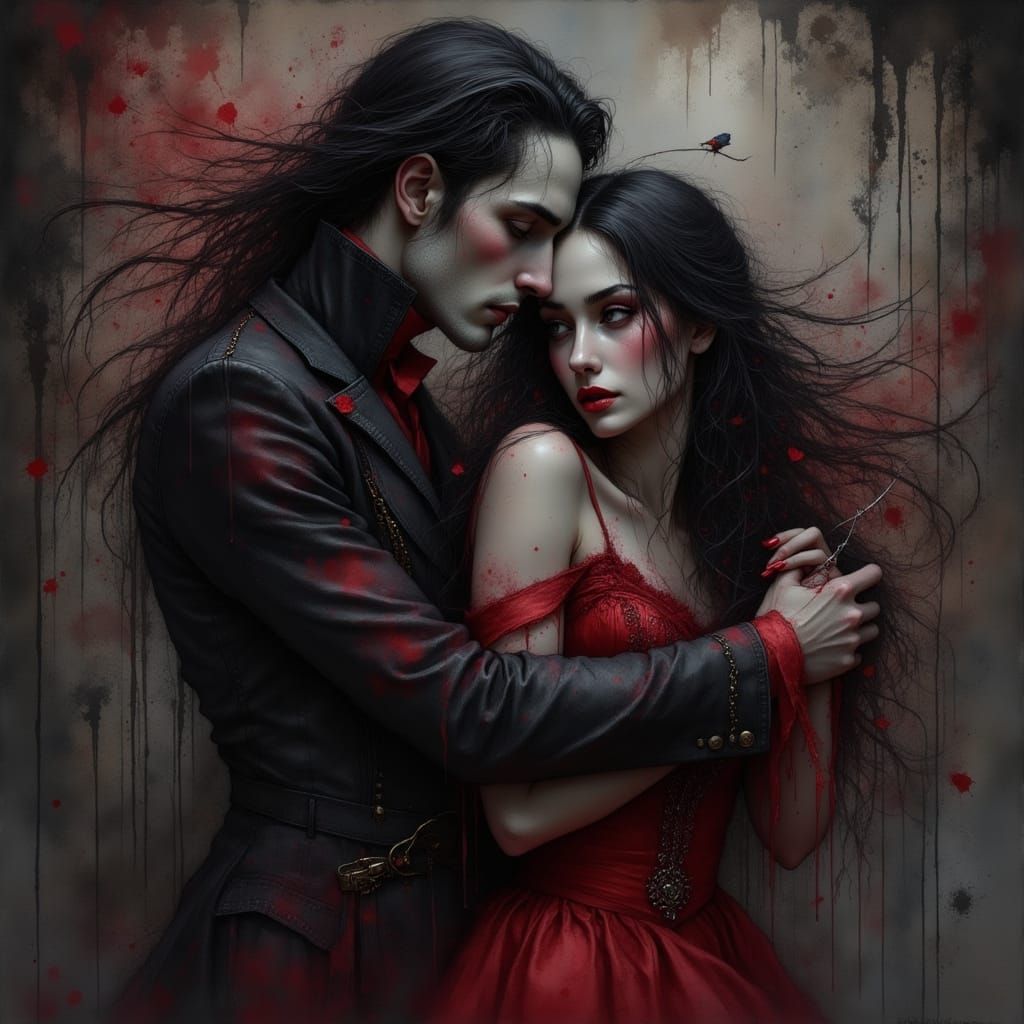 Vampire Embraces Mortal Lover