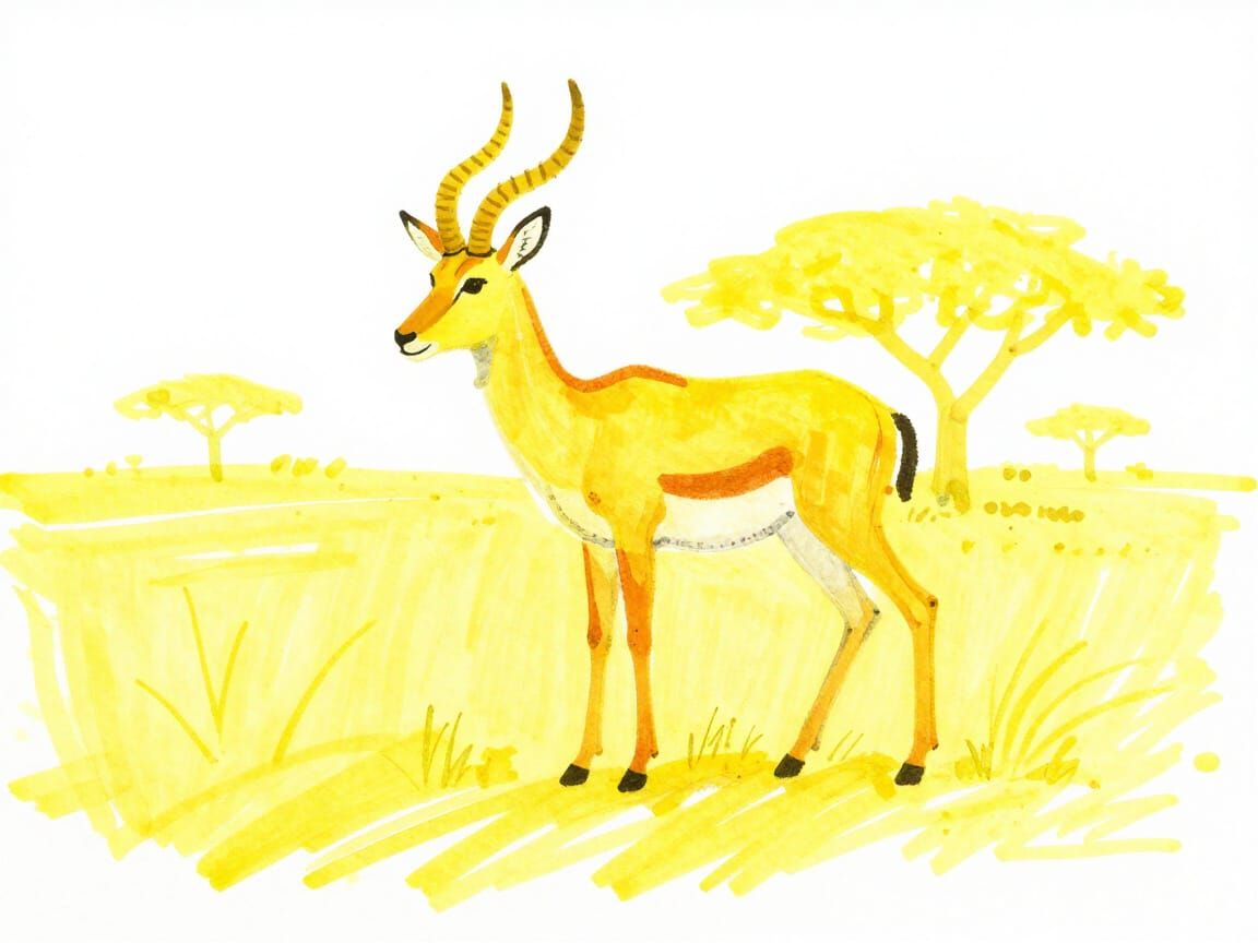 Minimalist Antelope in Yellow Savannah
