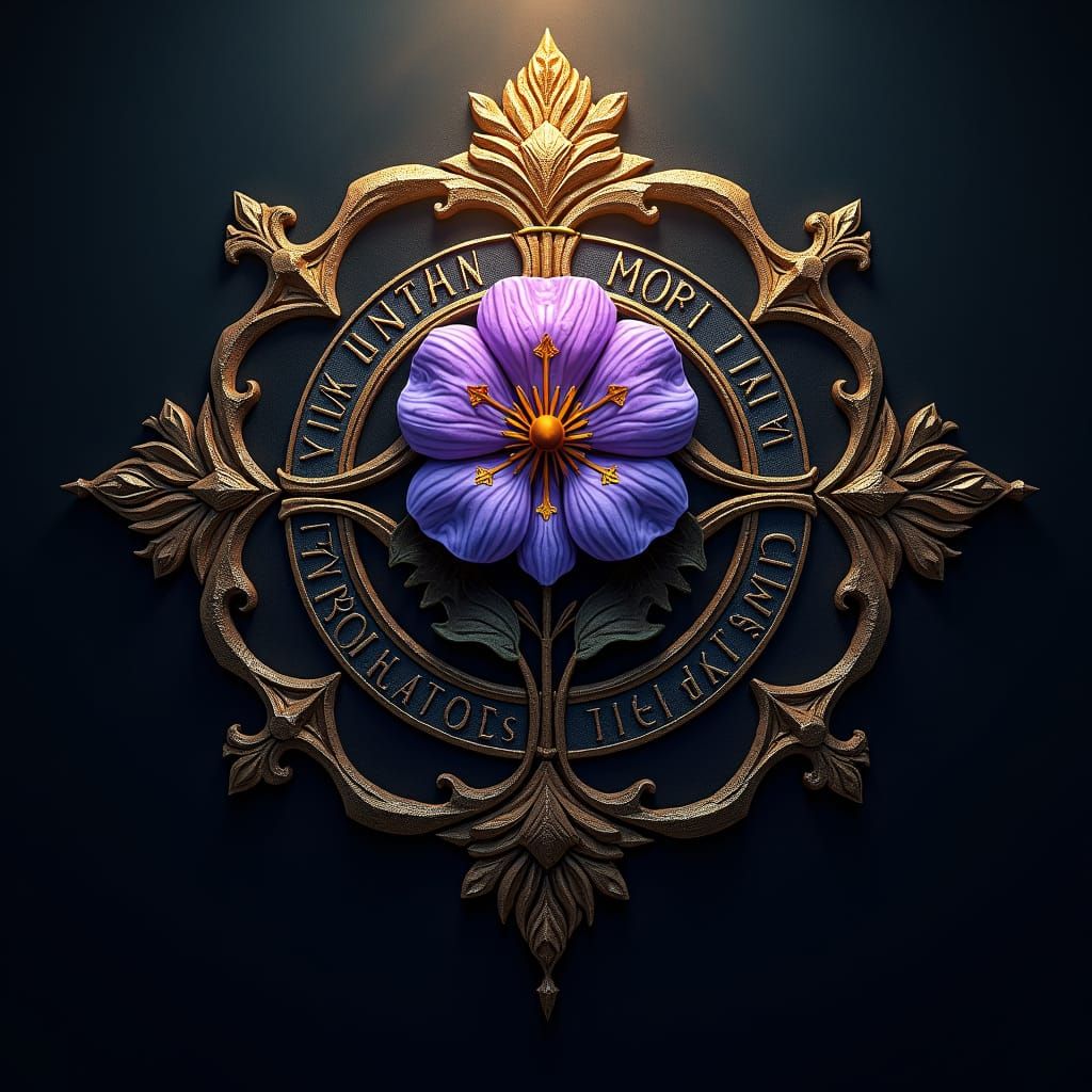 Violets Emblem Coat of Arms in Fantasy Style