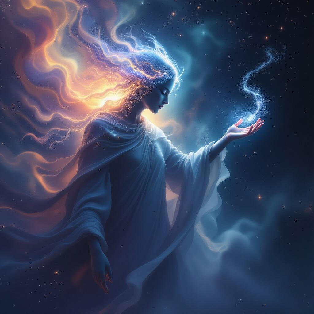 Celestial Being of Stardust in Surrealist Cosmic Wonder