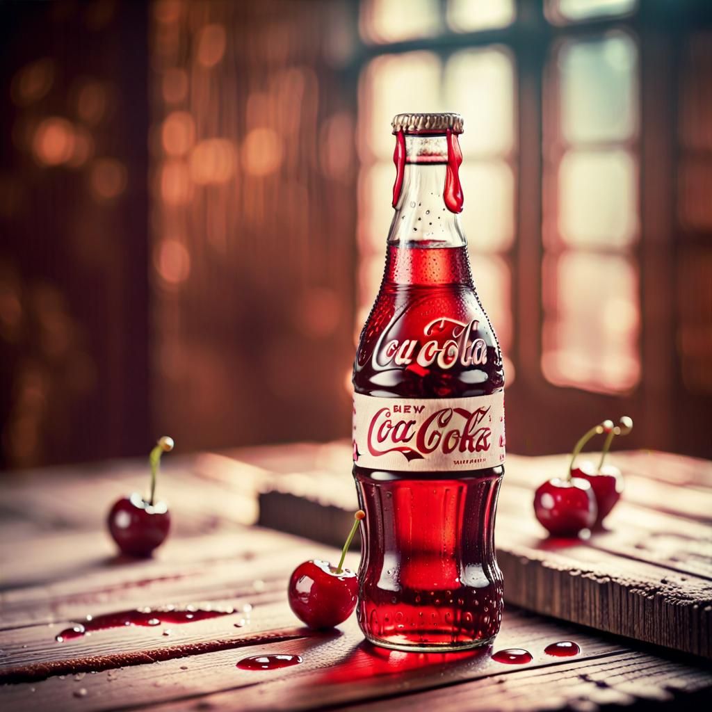 Nostalgic Cherry Coke Bottle in Retro 80s Style