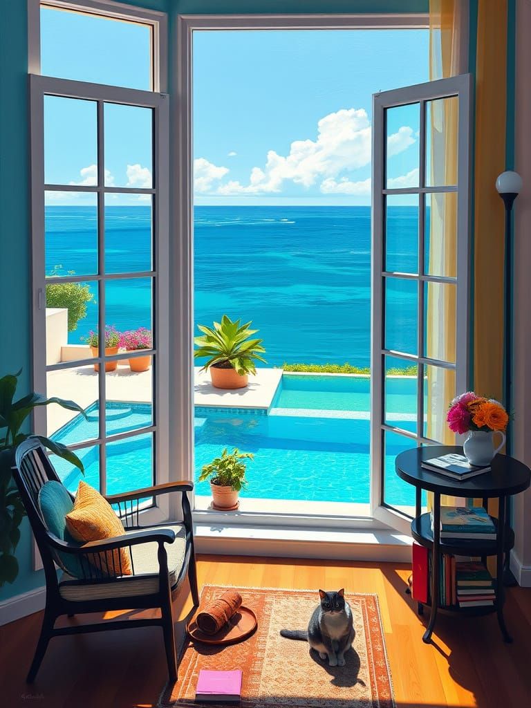 Abstract Expressionist Room with Ocean View