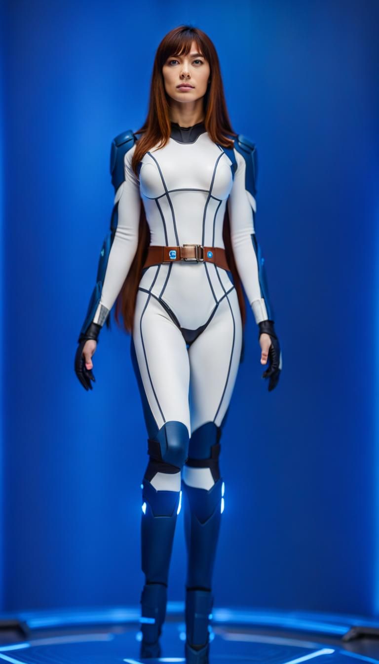 Confident Galaxy Ranger in Sci-Fi Analysis Room