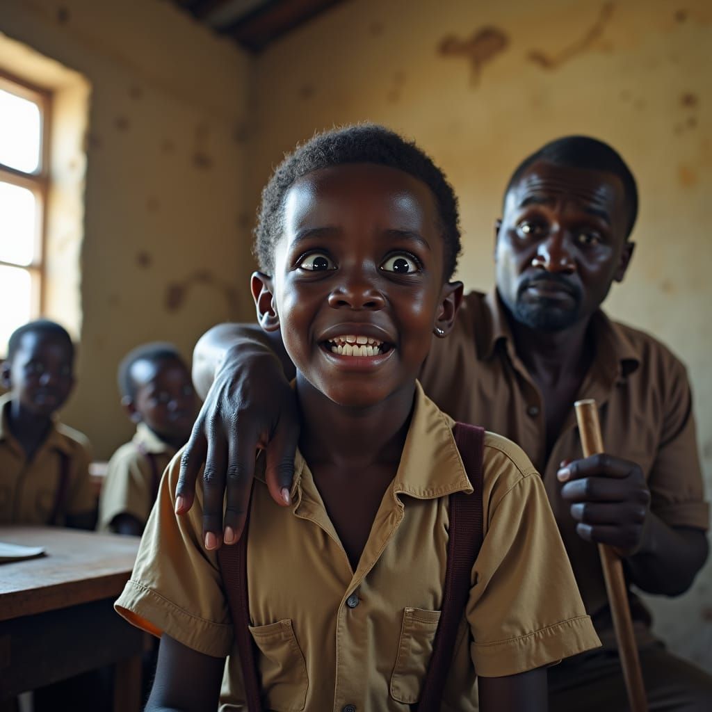 Classroom Discipline Scene with Expressive Realism