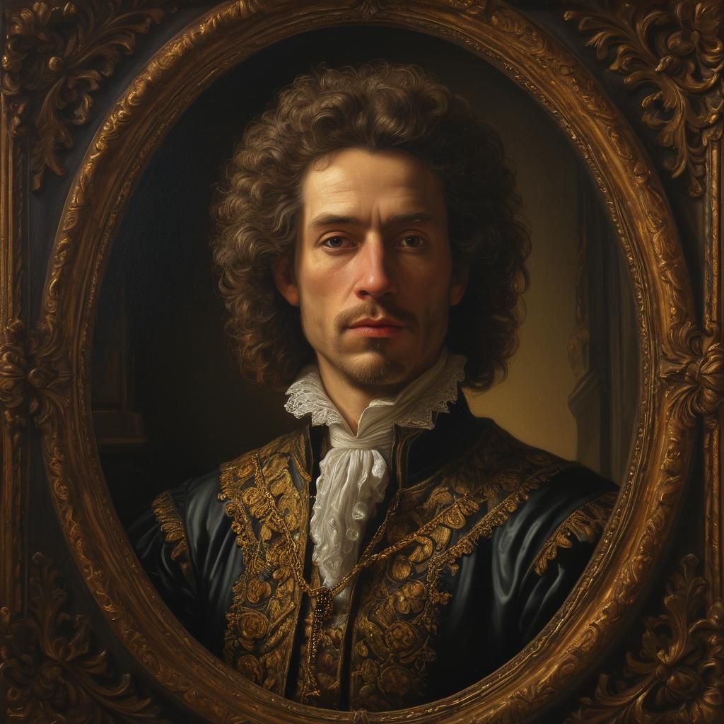 Ornate Baroque Portrait of a Nobleman in Oil