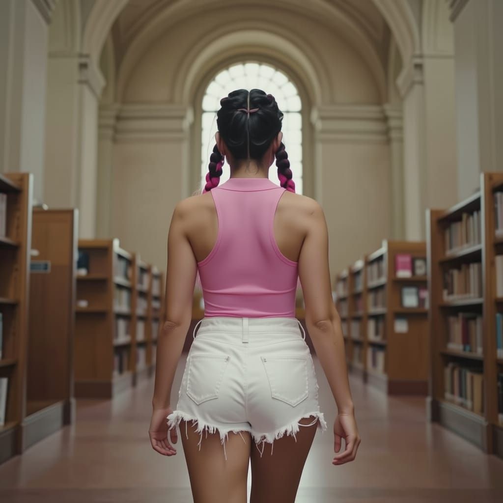 Punk Girl in LA Library Cinematic Film Still