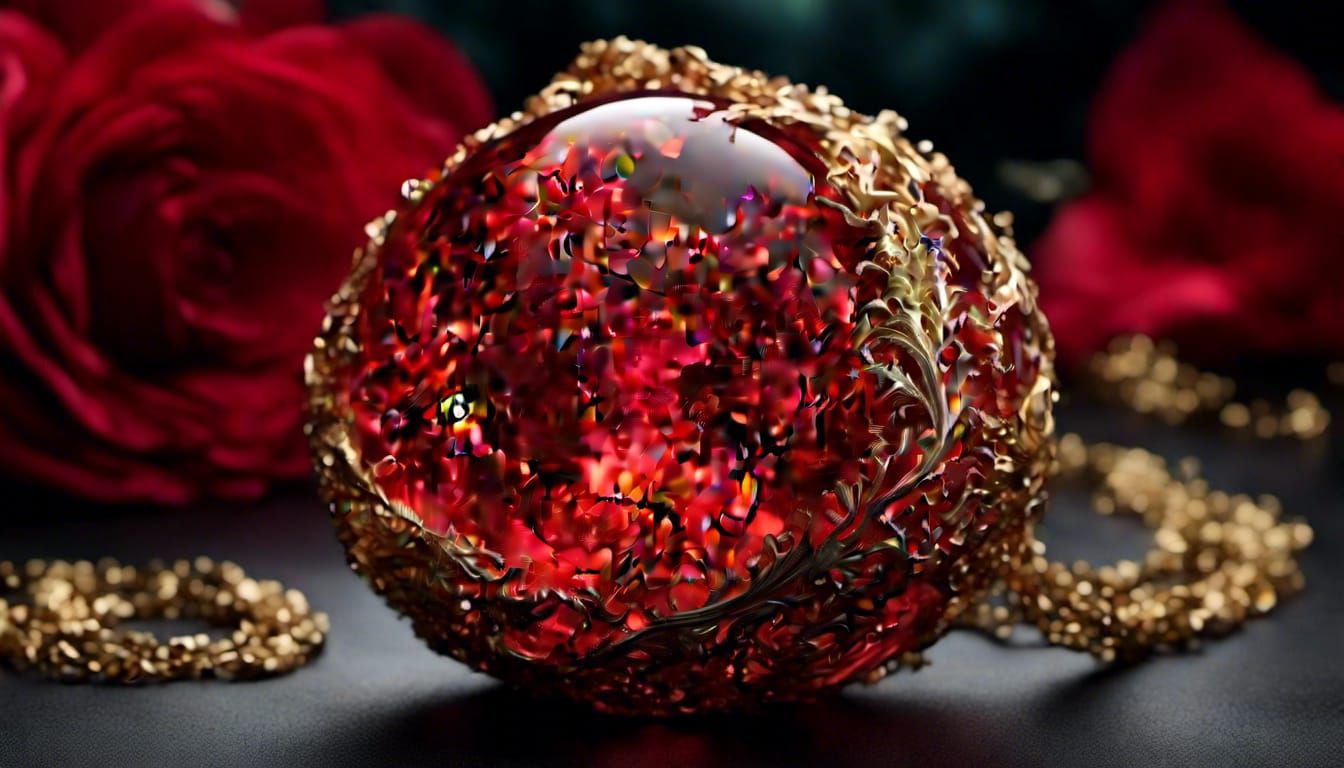 Ornate Red and Gold Amulet