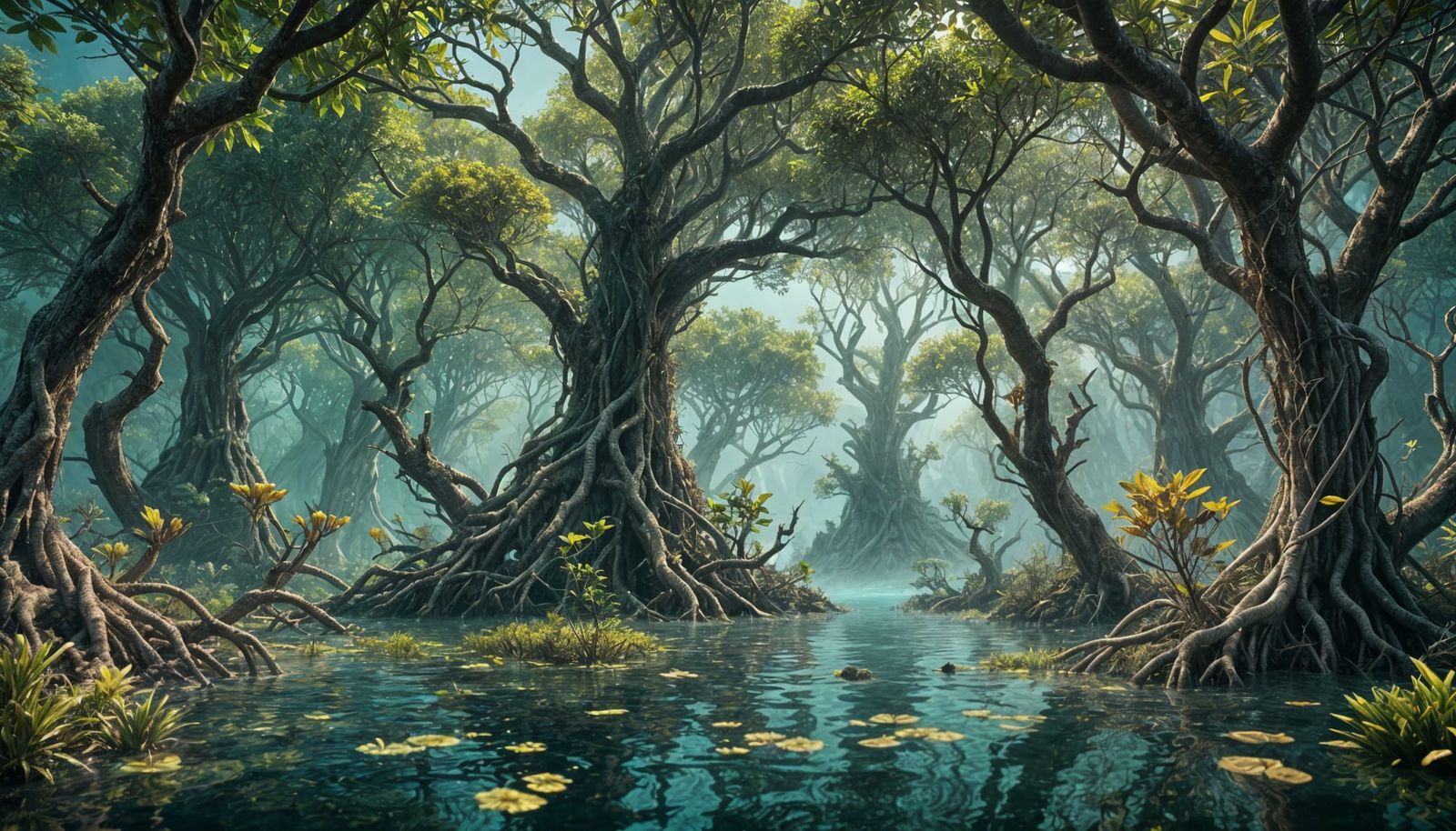 Underwater Mangrove Life in Detailed Matte Painting