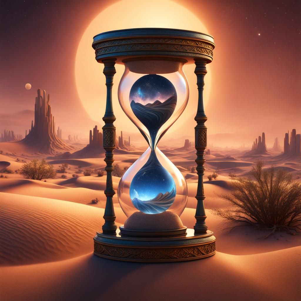 Hour glass in the desert