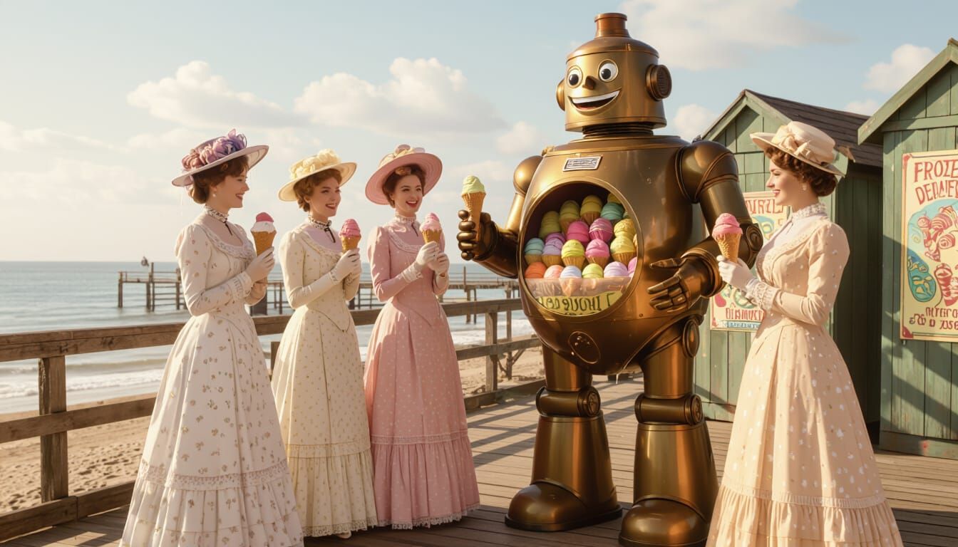 Victorian Ladies and Robot Ice Cream Vendor