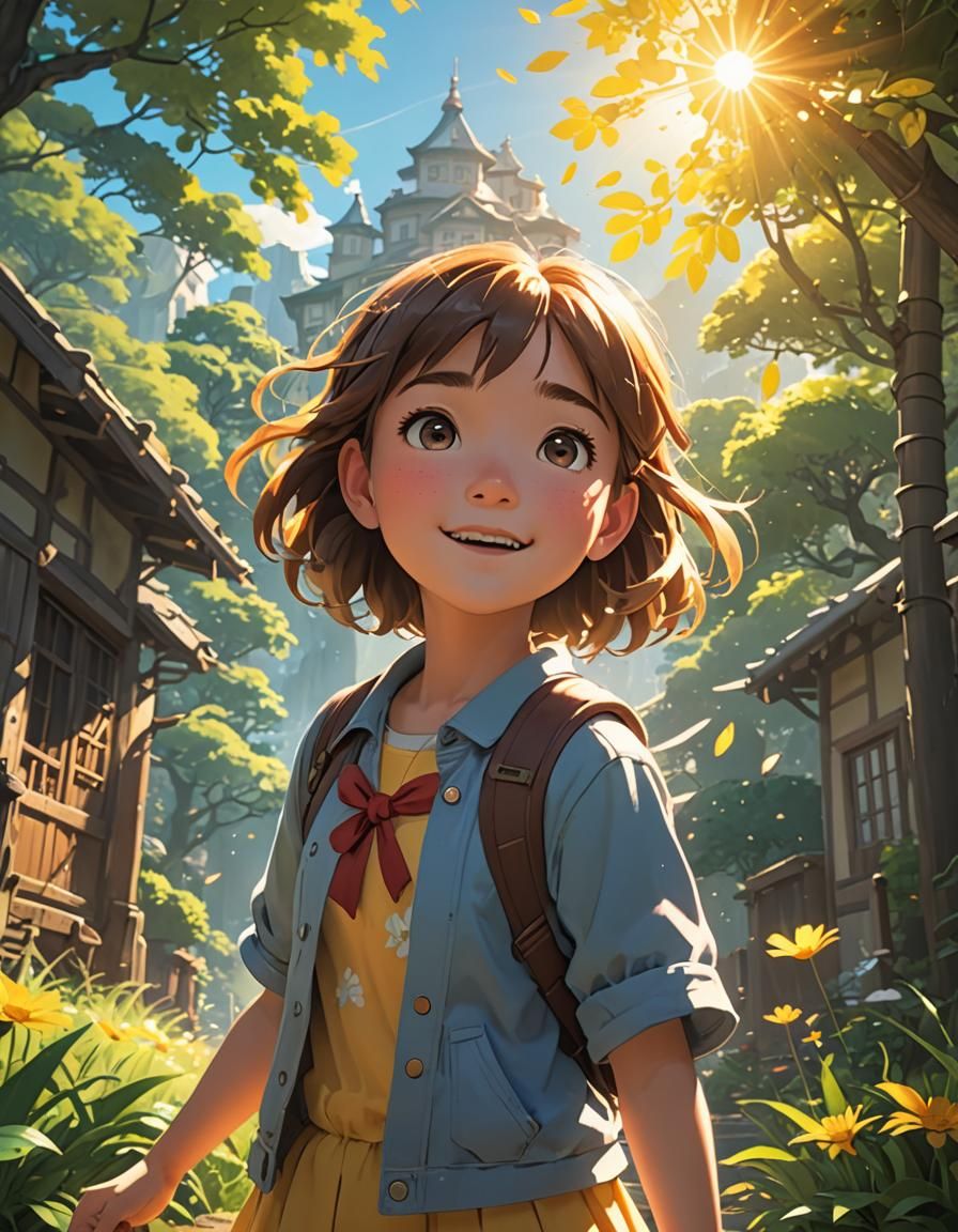 Sunshine on a Little Girl: Ghibli-Inspired Anime Art