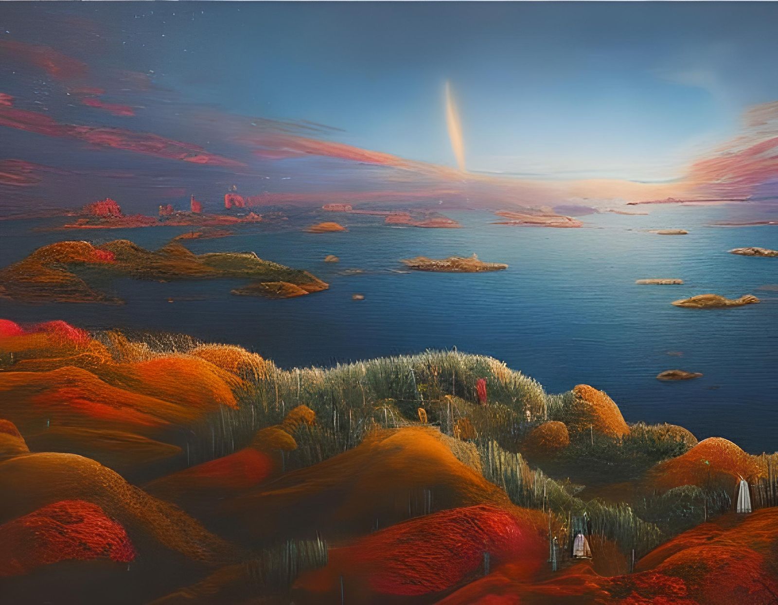 Floating Island at World's Edge in Starry Sea