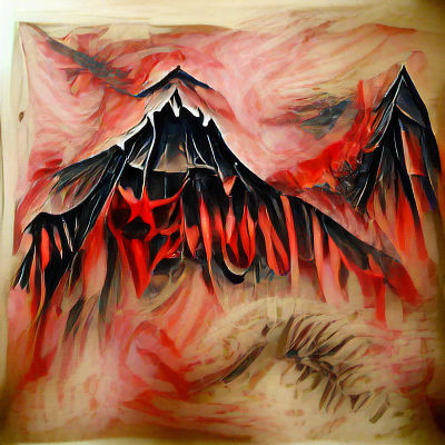 Abstract Mountain Demon in Surreal Style