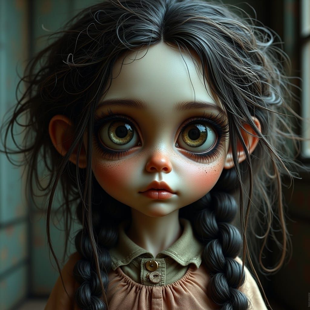 Haunted Doll: Lifelike Child in Whimsical Style