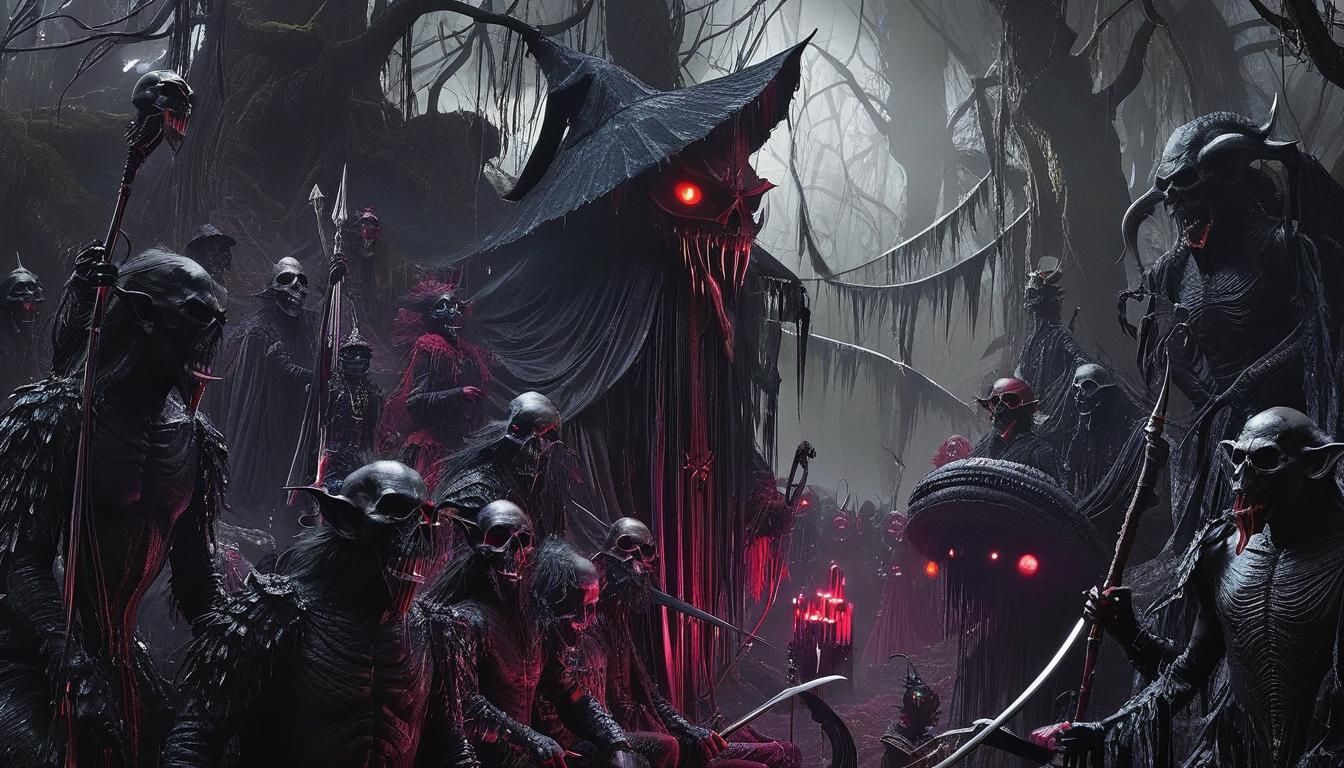 Dark Fantasy Horror Scene in Imperial Colors