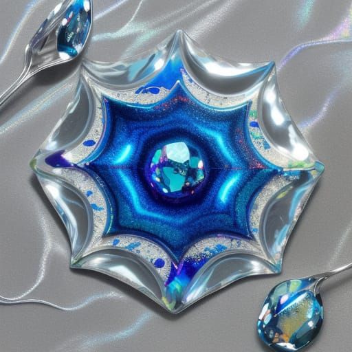 Vibrant Iridescent Glass Suspended in Mid-Air