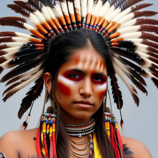 Detailed Portrait of a Native American Woman