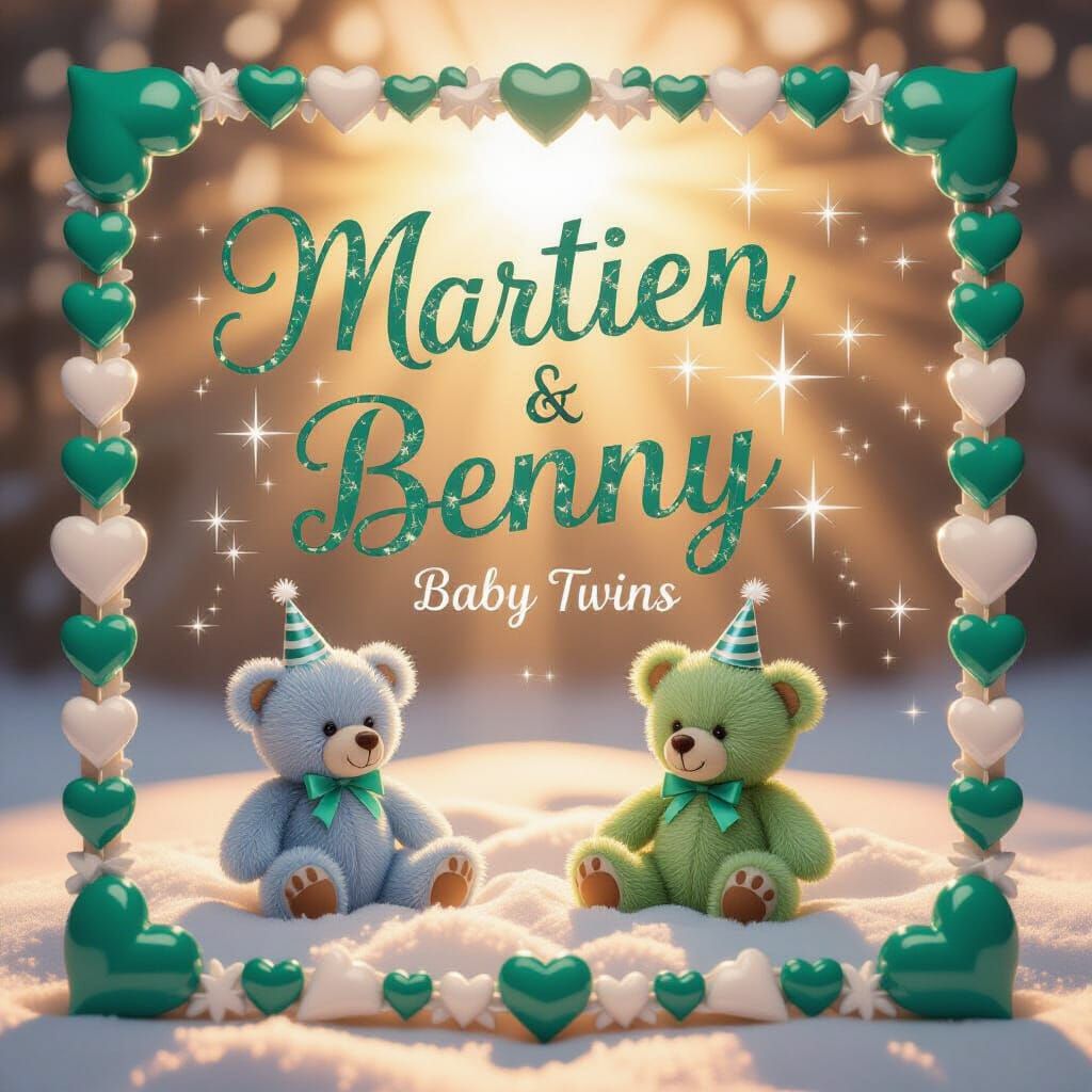 Golden Hour Baby Announcement Card with Twins