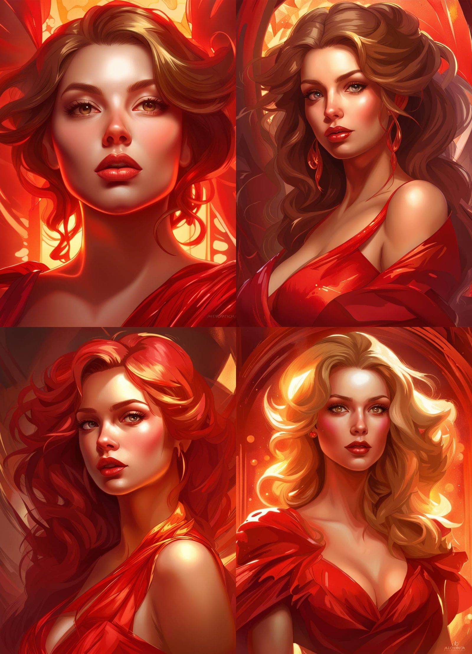 Glamorous Portrait of Woman in Red Dress