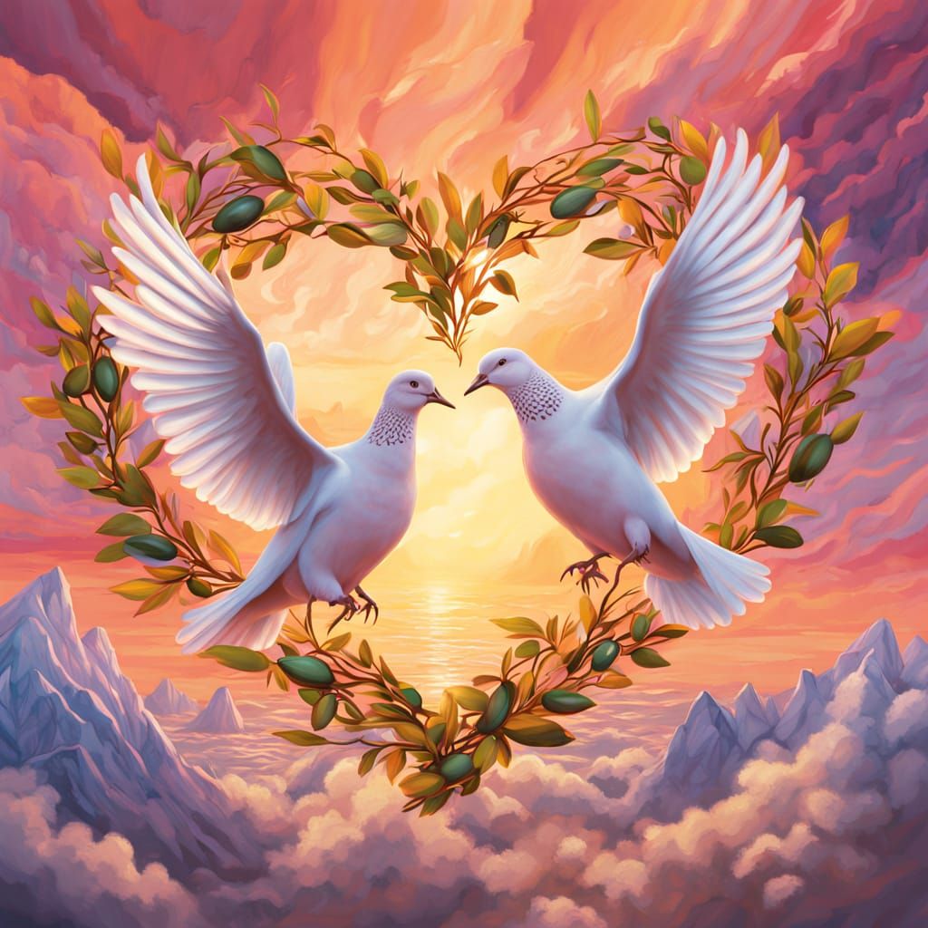 Synchronised Doves Form Majestic Heart Shape in Sunset Sky
