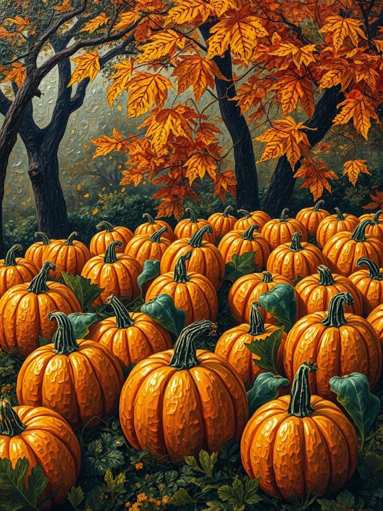 Autumn Harvest Opulent Klimt Style with Art Deco Nouveau