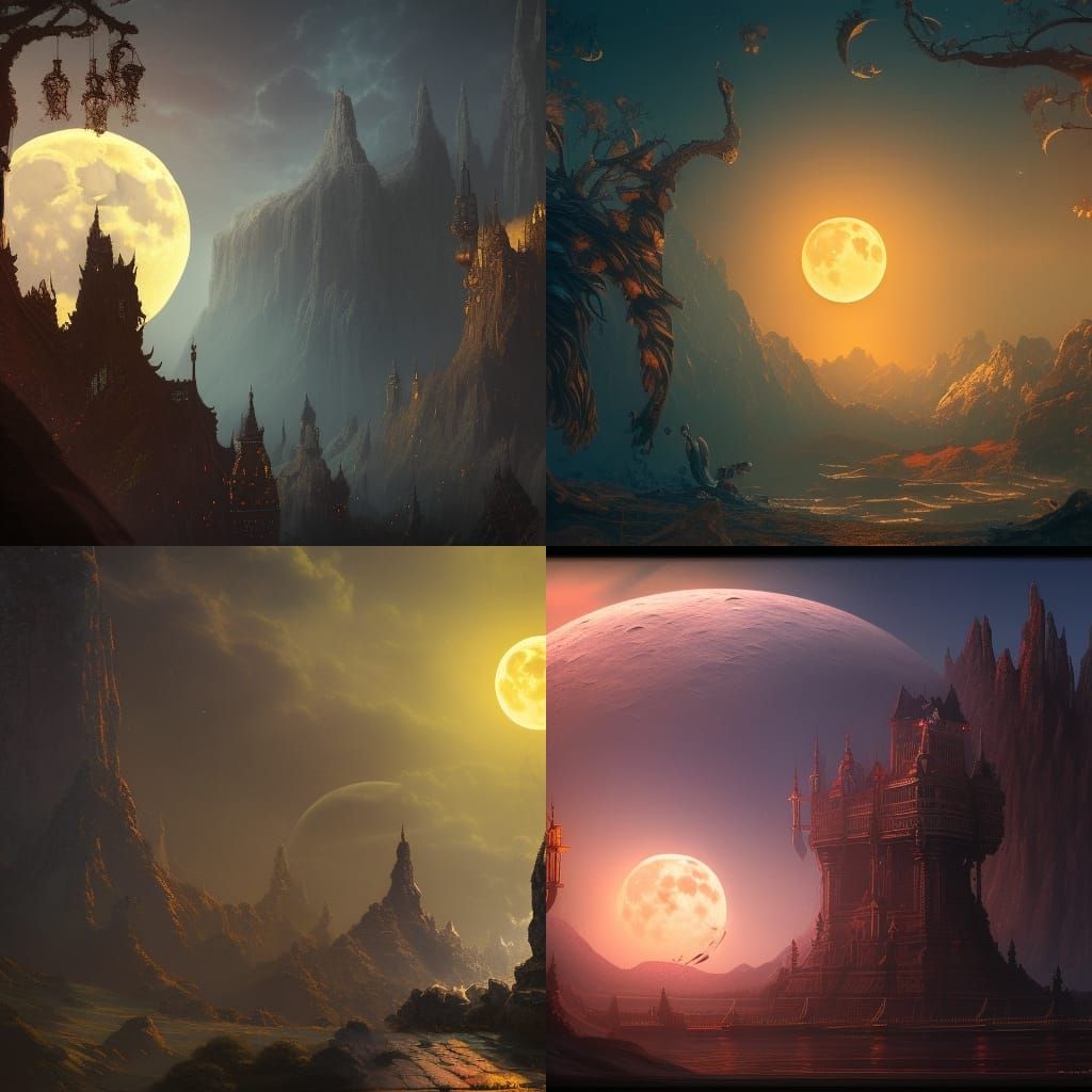 Fantastical Moonlit Scene of Joy in Detailed Matte Painting
