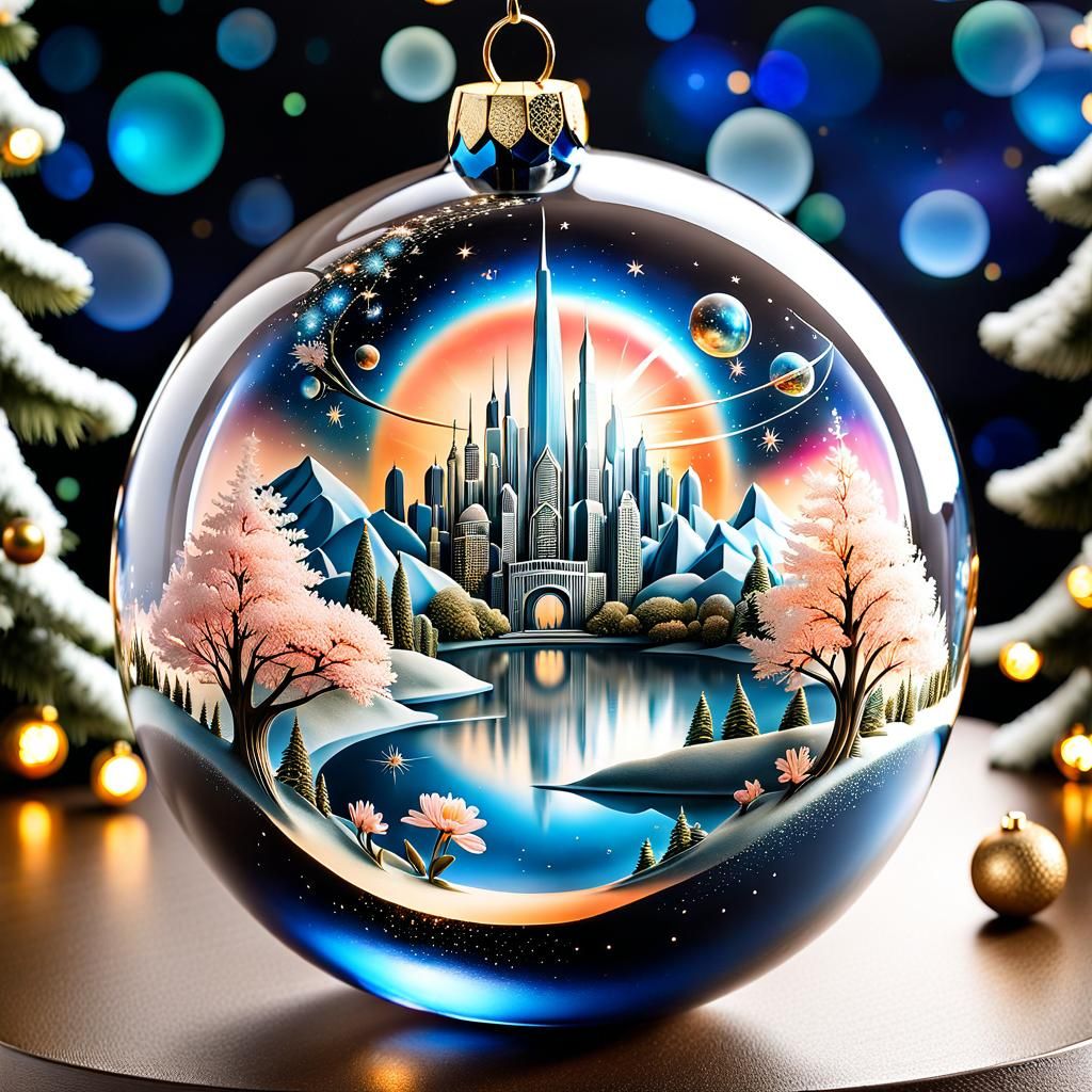 Utopia in a glass Christmas bauble