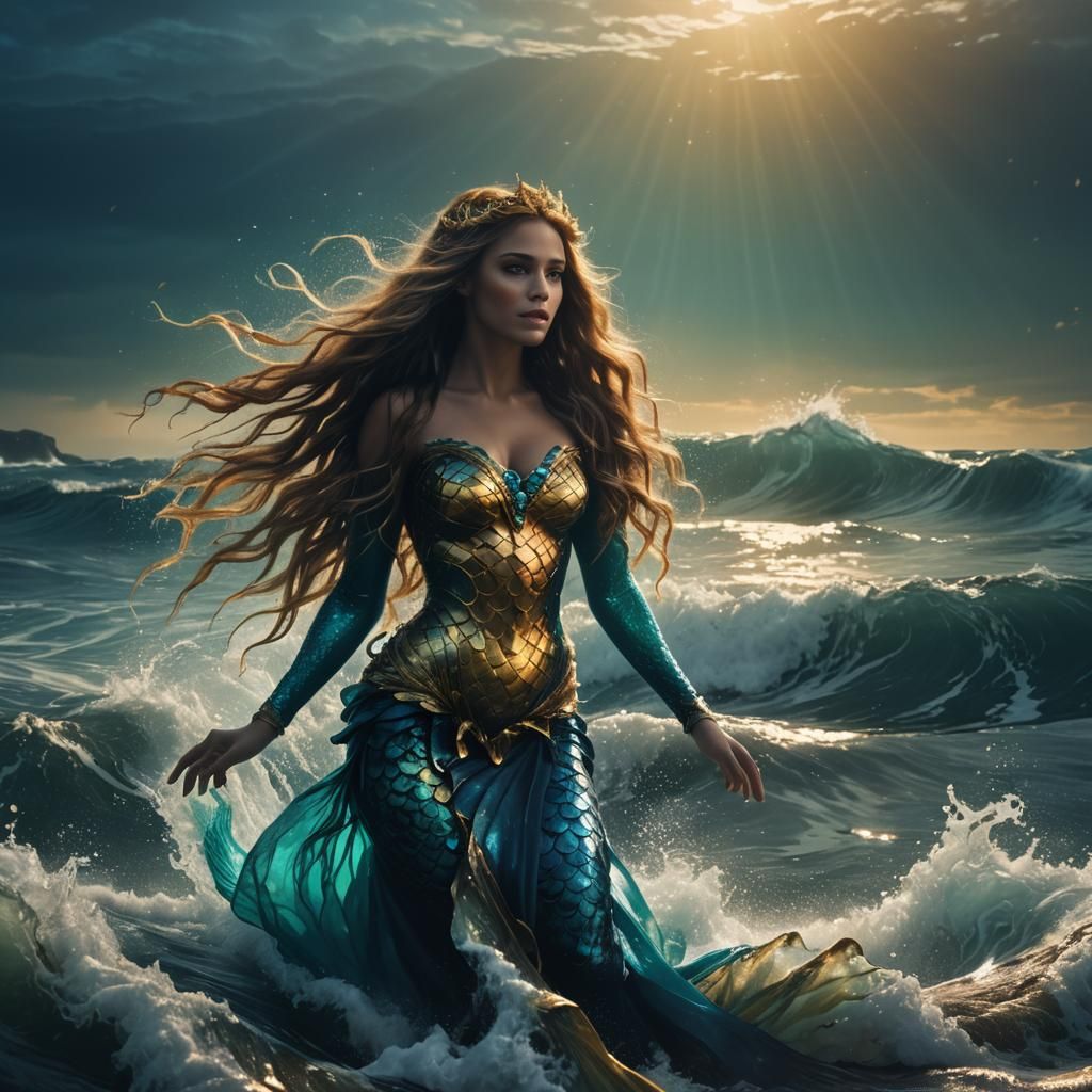 Mermaid Queen Emerges in Cinematic Digital Art