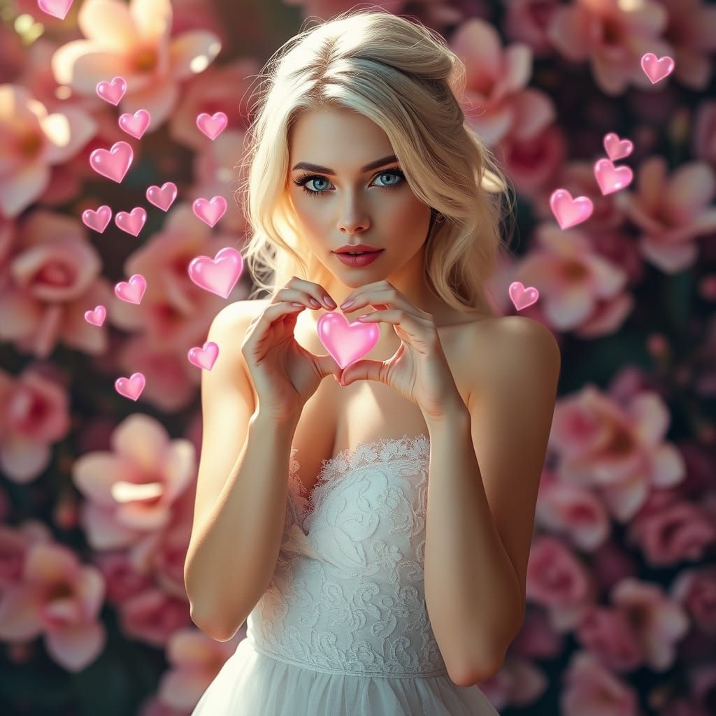 Blonde girl with heart