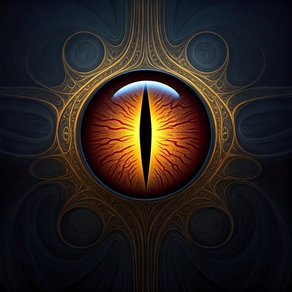 Iridescent Dragon Eye in Surrealist Style