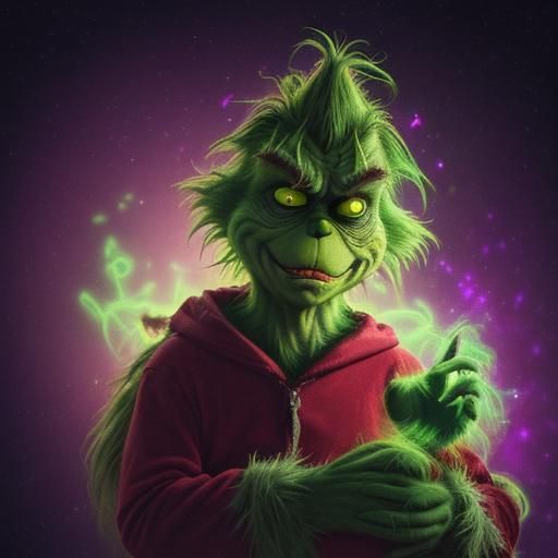 Spooky Grinch Christmas in Mixed Media Style