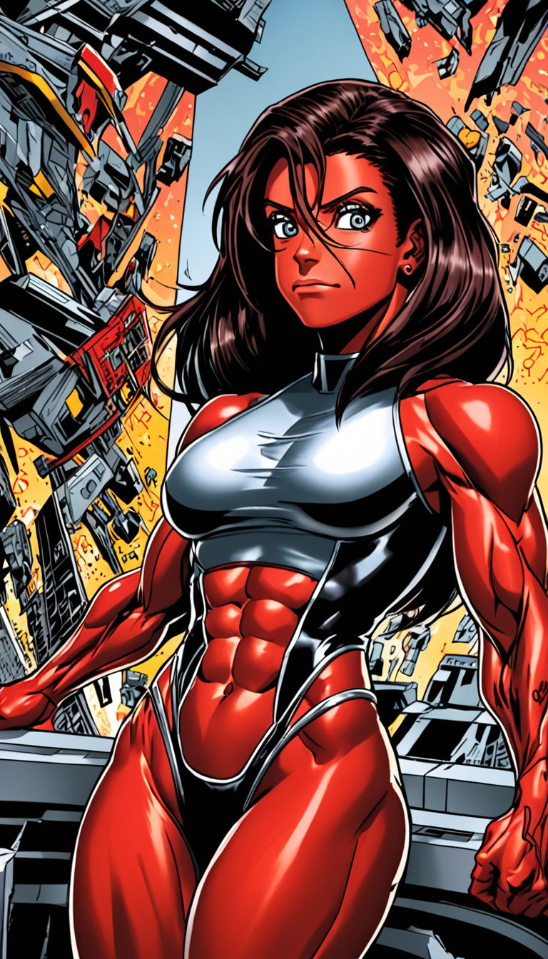 Red She-Hulk: Latino Bodybuilder in Silver Age Style