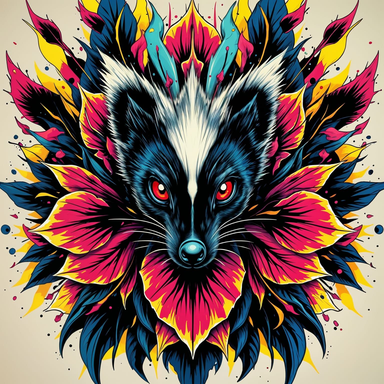 Vibrant Skunk Hibiscus Bloom in Triadic Colors