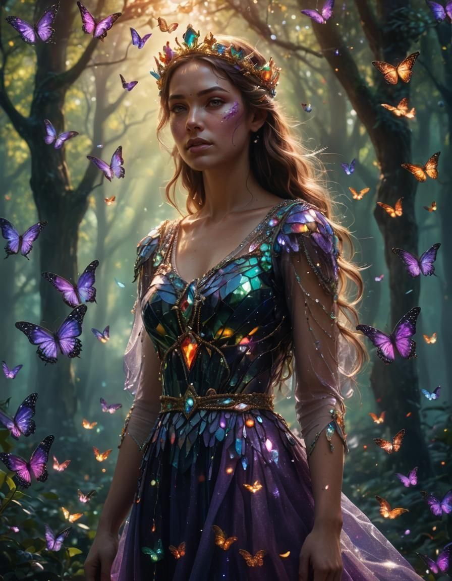 Woman with Magic Crown in Splash Art Style