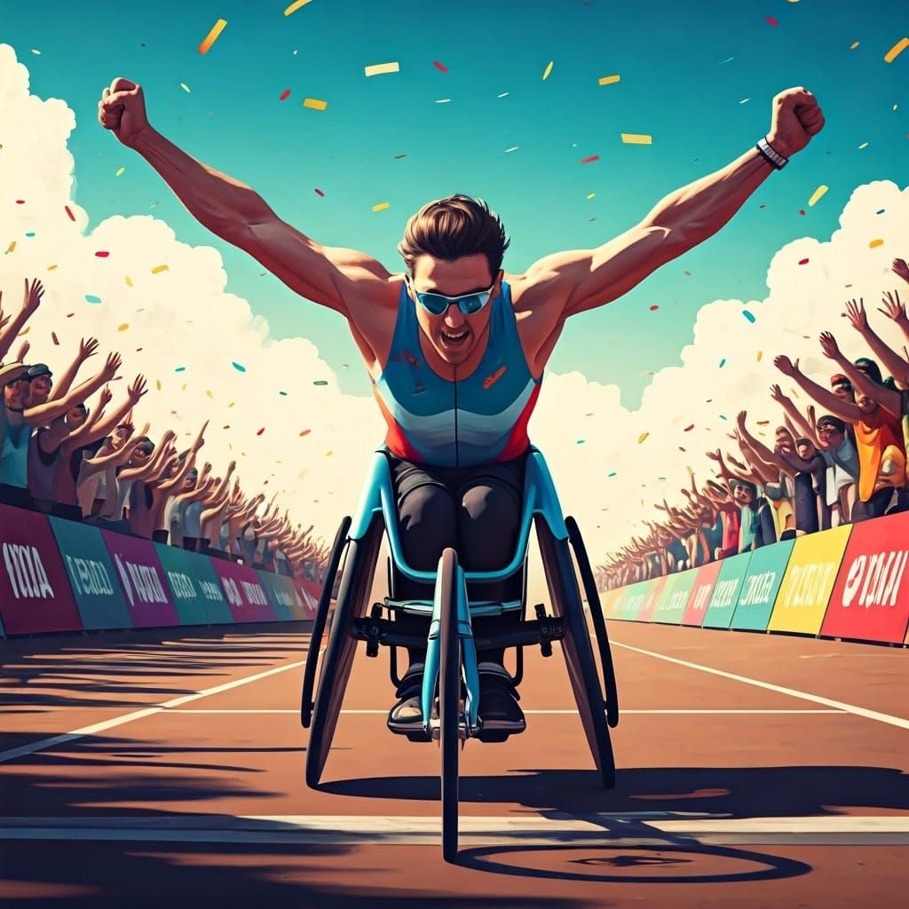 Triumphant Para-Athlete Crosses Finish Line