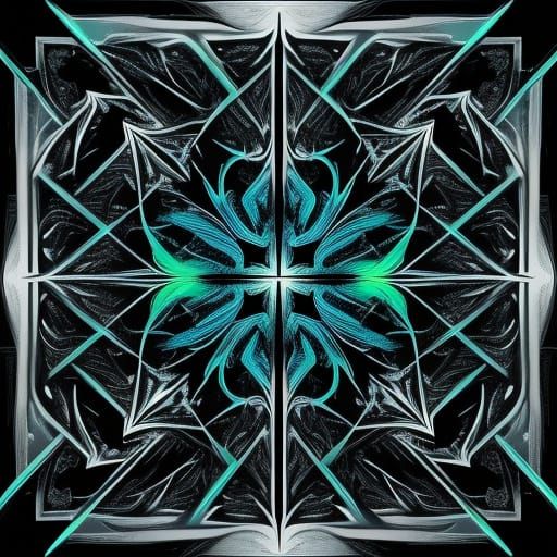 Fractured Silver Blue Ink Art with Kinetic Pointillism