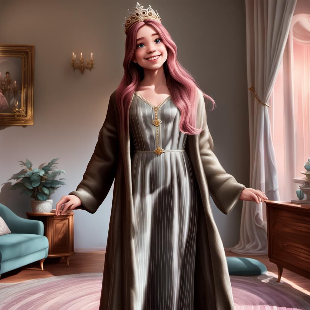 Disney Princess in Ornate Throne Room, 3D Render
