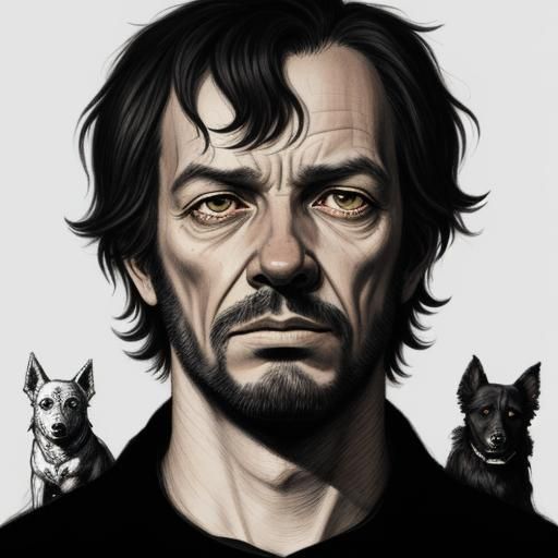 Man's Inner Turmoil: A Dark Pencil Sketch