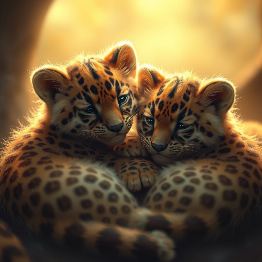 Cute Leopards in Dreamlike Concept Art Style