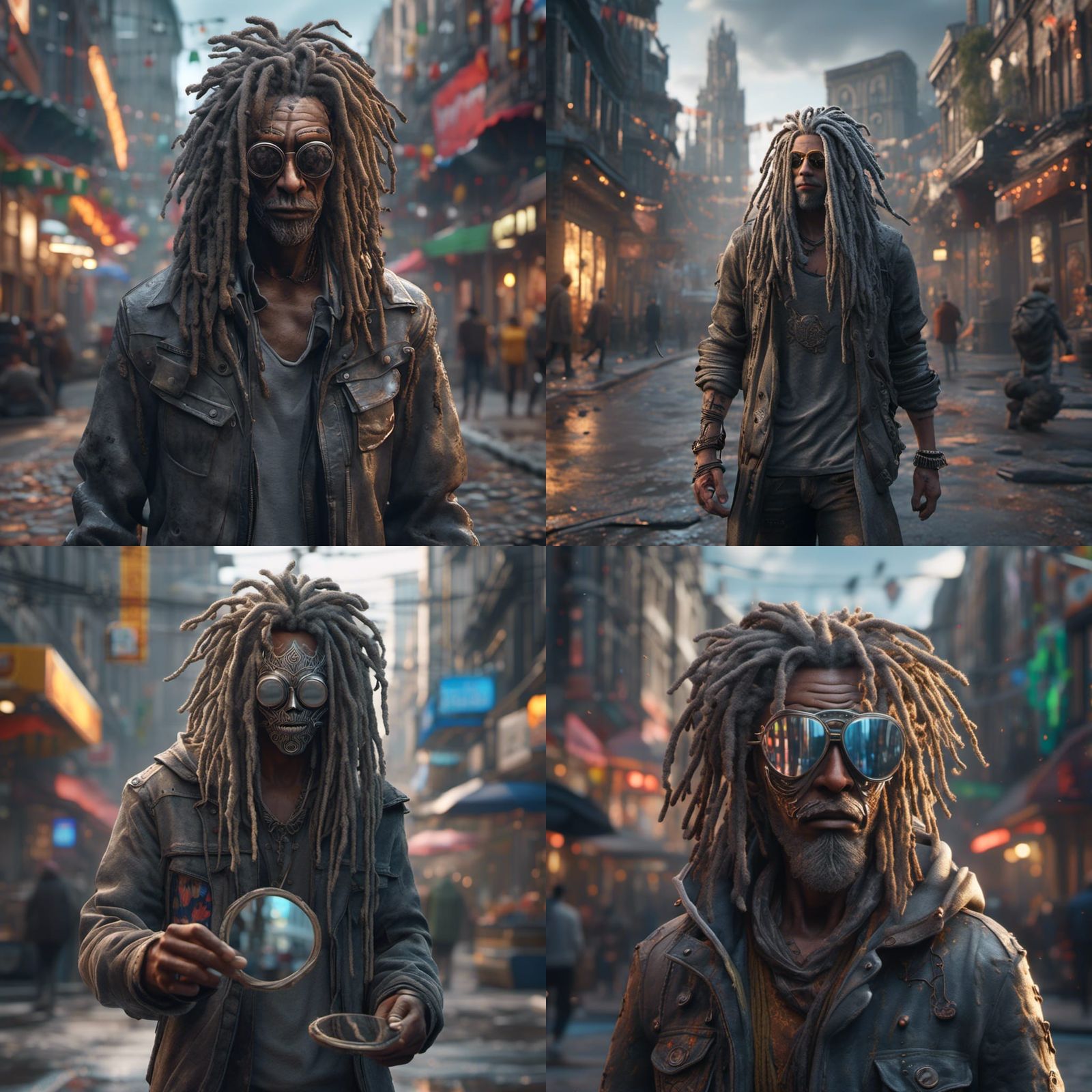 Man with Mirror Mask in City, 3D Render