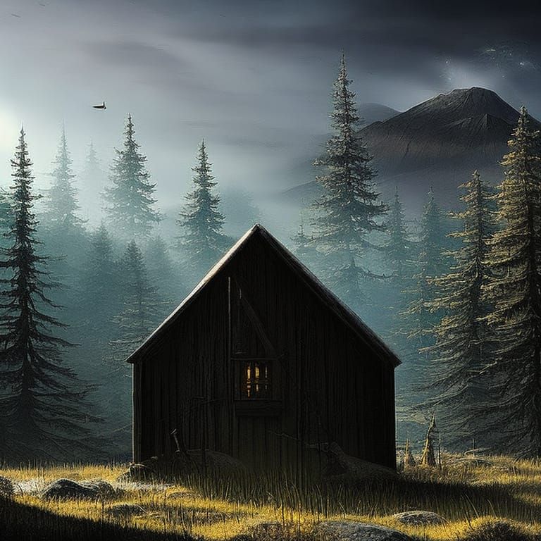 Dark mountain cabin