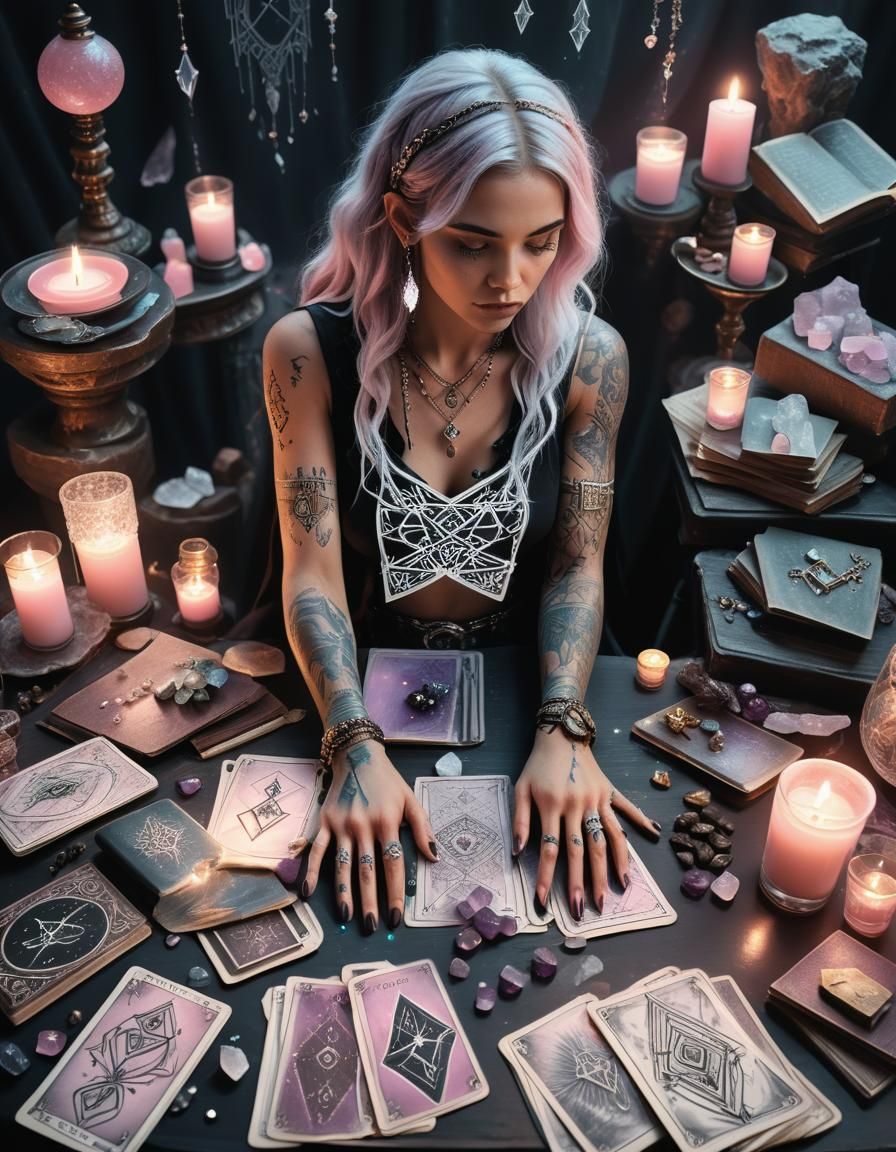 Mystical Tarot Reader in a Fantasy Art Style
