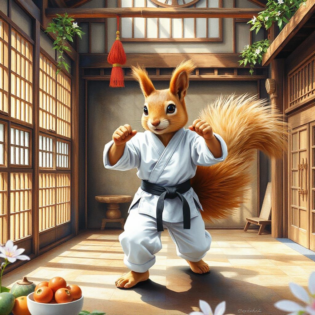 Squirrel Master: Karate in Springtime Dojo