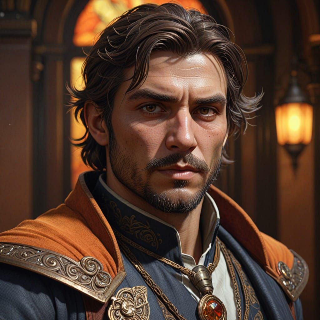 Dark Fantasy Scholar with Butterscotch Eyes