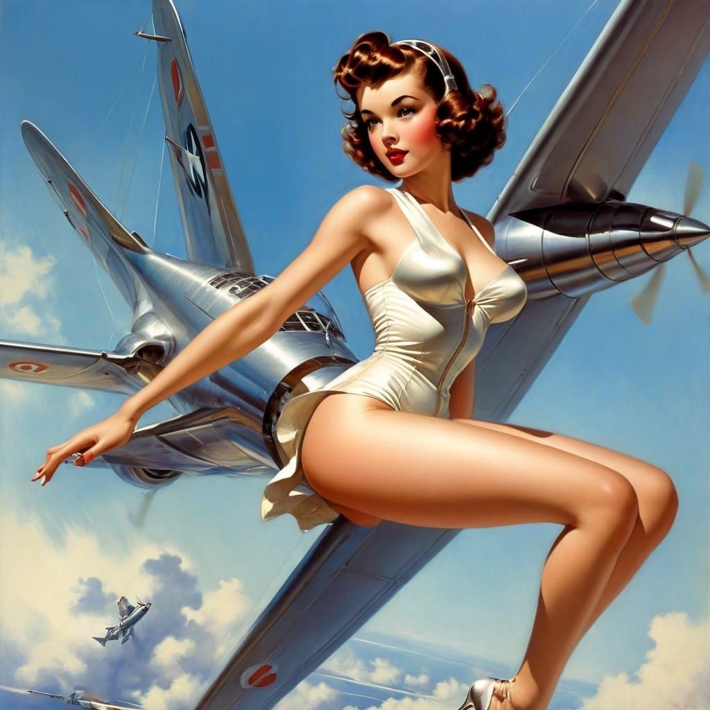 Gorgeous woman on mutant plane. It really flies