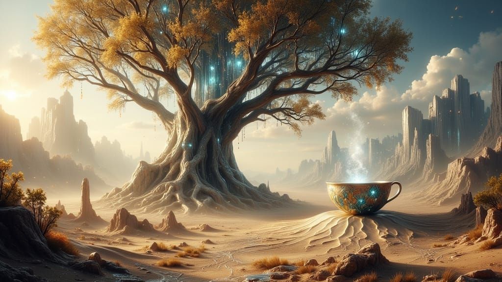 Colossal World-Tree Dominates Desert Landscape